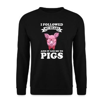 Schweine Schweinefarm Geschenk - Unisex Pullover - Schwarz - Vorne - Alina (178cm) & Michal (187cm)