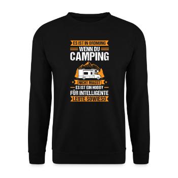 Campen Camping Camper Geschenk - Unisex Pullover - Schwarz - Vorne - Alina (178cm) & Michal (187cm)