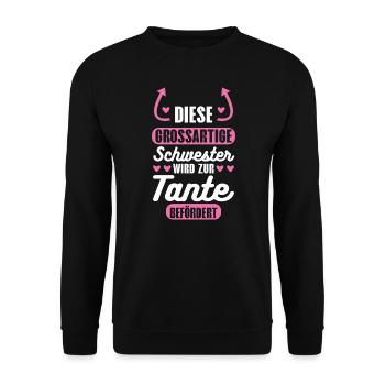 Tante Familie Schwester Geschenk - Unisex Pullover - Schwarz - Vorne - Alina (178cm) & Michal (187cm)