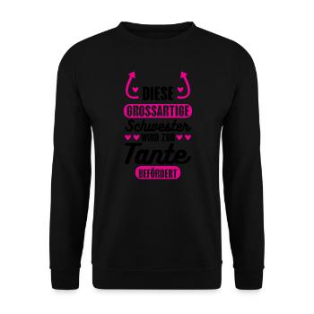 Tante Familie Schwester Geschenk - Unisex Pullover - Schwarz - Vorne - Alina (178cm) & Michal (187cm)