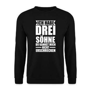 3 Söhne Familie Mama von 3 Söhnen Geschenk - Unisex Pullover - Schwarz - Vorne - Alina (178cm) & Michal (187cm)