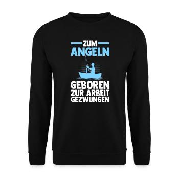 Angeln Fisch Angler Geschenk - Unisex Pullover - Schwarz - Vorne - Alina (178cm) & Michal (187cm)