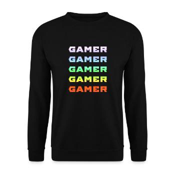 GAMER GAMER GAMER GAMER GAMER - Unisex Pullover - Schwarz - Vorne - Alina (178cm) & Michal (187cm)