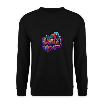 Papagei ein Tier in bunten Farben tropischer Vogel - Unisex Pullover - Schwarz - Vorne - Alina (178cm) & Michal (187cm)