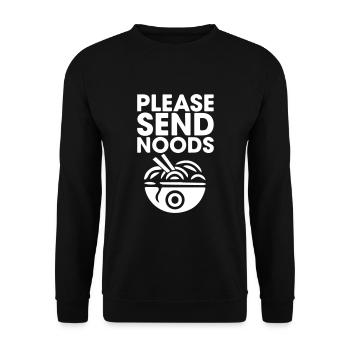 Please Send Noods Funny Food - Unisex Pullover - Schwarz - Vorne - Alina (178cm) & Michal (187cm)