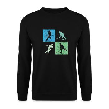 Floorball Floorball Game Motif Floorball Player - Unisex Sweatshirt - black - Front - Alina (178cm) & Michal (187cm)