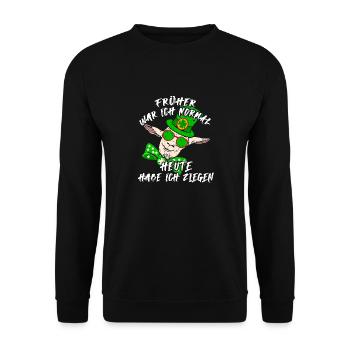 Früher war ich normal und heute habe ich Ziegen - Unisex Pullover - Schwarz - Vorne - Alina (178cm) & Michal (187cm)