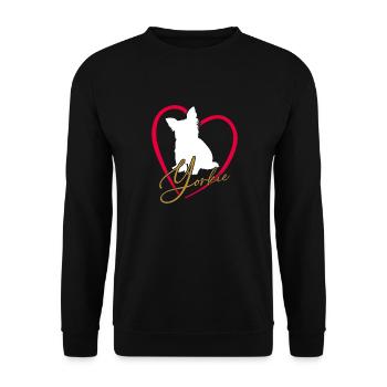 Yorkie en grand cœur rouge Yorkshire Terrier - Sweat-shirt Unisexe - noir - Devant - Alina (178cm) & Michal (187cm)