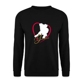 Yorkie en grand cœur rouge Yorkshire Terrier - Sweat-shirt Unisexe - noir - Devant - Alina (178cm) & Michal (187cm)