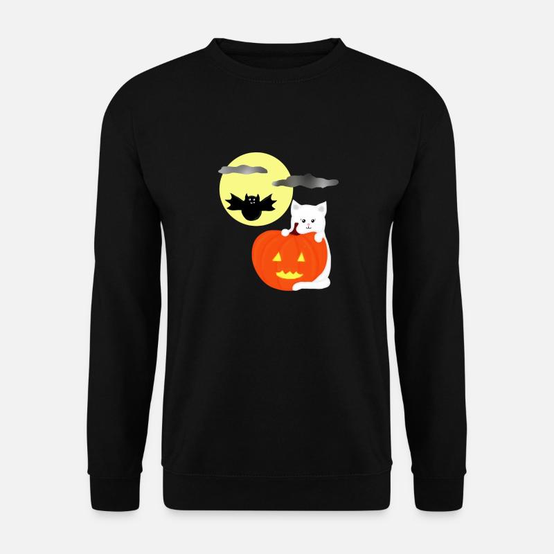 Halloween-Mond mit Katze - Unisex Pullover - Schwarz