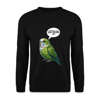 Parrotlet Bird Green Parrotlet - Unisex Sweatshirt - black - Front - Alina (178cm) & Michal (187cm)