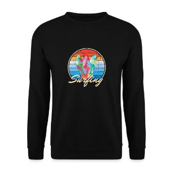 Surf Surf SurfBoard Motif en Vintage Look Cadeau - Sweat-shirt Unisexe - noir - Devant - Alina (178cm) & Michal (187cm)