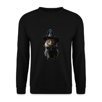 Witch Cat Halloween - Unisex Sweatshirt - black - Front - Alina (178cm) & Michal (187cm)