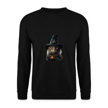 Witch Cat Halloween - Unisex Sweatshirt - black - Front - Alina (178cm) & Michal (187cm)
