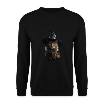 Chat sorcière Halloween - Sweat-shirt Unisexe - noir - Devant - Alina (178cm) & Michal (187cm)