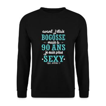 90 ans humour drôles anniversaire 90 ans - Sweat-shirt Unisexe - noir - Devant - Alina (178cm) & Michal (187cm)