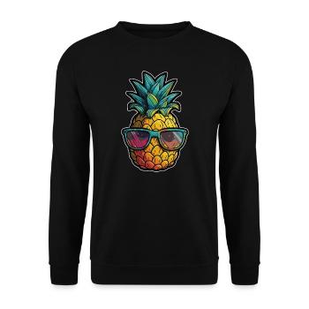 Funny pineapple fruit - Unisex Sweatshirt - black - Front - Alina (178cm) & Michal (187cm)