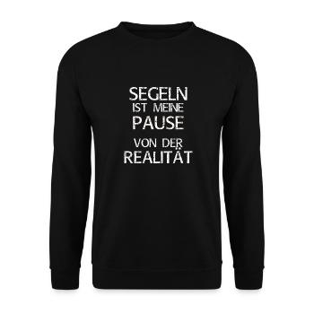 Segeln ist meine Pause von der Realität - Unisex Pullover - Schwarz - Vorne - Alina (178cm) & Michal (187cm)