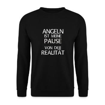 Angeln ist meine Pause von der Realität - Unisex Pullover - Schwarz - Vorne - Alina (178cm) & Michal (187cm)
