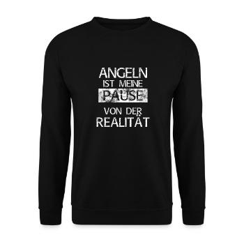 Angeln ist meine Pause von der Realität - Unisex Pullover - Schwarz - Vorne - Alina (178cm) & Michal (187cm)