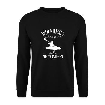 Kajak-Kanu-Wassersport-Spruch-Kanadier-Kajak Sport - Unisex Pullover - Schwarz - Vorne - Alina (178cm) & Michal (187cm)