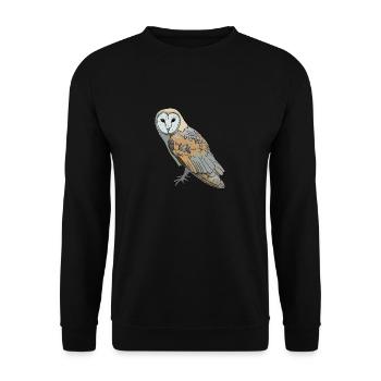 Owl - Barn Owl - Unisex Sweatshirt - black - Front - Alina (178cm) & Michal (187cm)
