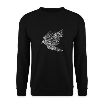 Fliegender Rabe - Unisex Pullover - Schwarz - Vorne - Alina (178cm) & Michal (187cm)