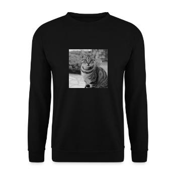 Cat background portrait white-black - Unisex Sweatshirt - black - Front - Alina (178cm) & Michal (187cm)