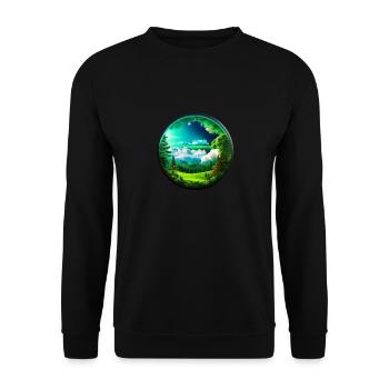 Schöne Landschaft kreisrund freigestellt - Unisex Pullover - Schwarz - Vorne - Alina (178cm) & Michal (187cm)