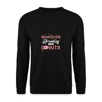 Donuts Glasur Gebäck mit pinkem Zucker Logo - Unisex Pullover - Schwarz - Vorne - Alina (178cm) & Michal (187cm)