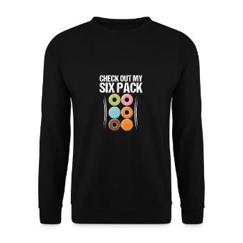 Look at my six pack donut pack logo gift - Unisex Sweatshirt - black - Front - Alina (178cm) & Michal (187cm)