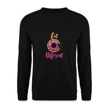 Donut Donuts Logo Spruch mit pink Glasur - Unisex Pullover - Schwarz - Vorne - Alina (178cm) & Michal (187cm)