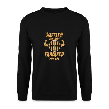 Waffles abs pancakes muscles gift - Unisex Sweatshirt - black - Front - Alina (178cm) & Michal (187cm)