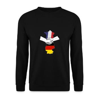 deutsch - französische Freundschaft / Geschenkidee - Unisex Pullover - Schwarz - Vorne - Alina (178cm) & Michal (187cm)