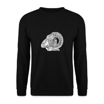 Bélier tête avec des cornes - Sweat-shirt Unisexe - noir - Devant - Alina (178cm) & Michal (187cm)