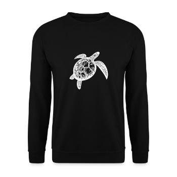 Tortue imbriquée vintage - Tortue de mer - Sweat-shirt Unisexe - noir - Devant - Alina (178cm) & Michal (187cm)