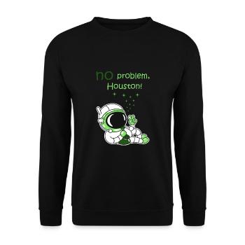 Hanfblatt Hanf Astronaut chillt no problem Houston - Unisex Pullover - Schwarz - Vorne - Alina (178cm) & Michal (187cm)