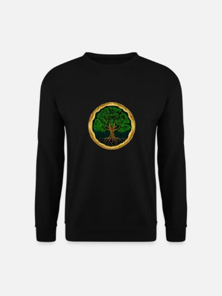 Baum des Lebens - digitale Zeichnung - Holzoptik - Unisex Pullover - Schwarz