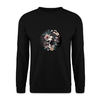 Human Skull & Flowers 35 - Unisex Sweatshirt - black - Front - Alina (178cm) & Michal (187cm)