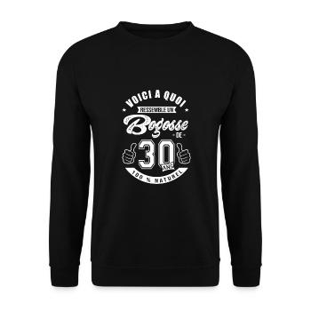Bogosse de 30 ans anniversaire 30 ans - Sweat-shirt Unisexe - noir - Devant - Alina (178cm) & Michal (187cm)