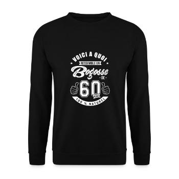 Bogosse de 60 ans anniversaire 60 ans - Sweat-shirt Unisexe - noir - Devant - Alina (178cm) & Michal (187cm)