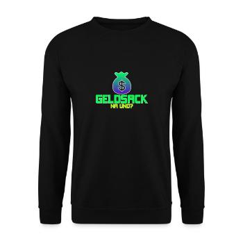 Der Geldsack - Unisex Pullover - Schwarz - Vorne - Alina (178cm) & Michal (187cm)