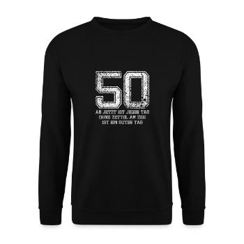 50 jeder Tag ohne Zettel am Zeh ist ein guter Tag - Unisex Pullover - Schwarz - Vorne - Alina (178cm) & Michal (187cm)