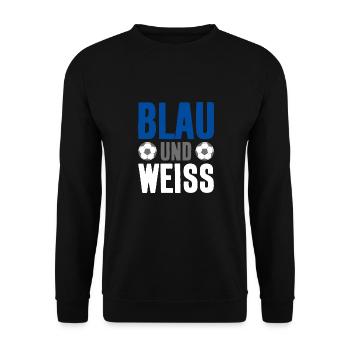 BLAU WEISS FUSSBALL VEREIN - Unisex Pullover - Schwarz - Vorne - Alina (178cm) & Michal (187cm)