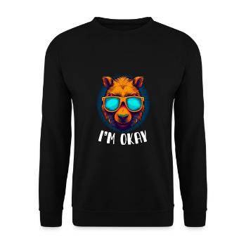 Capybara Lustig Nagetier Wasserschwein - Unisex Pullover - Schwarz - Vorne - Alina (178cm) & Michal (187cm)