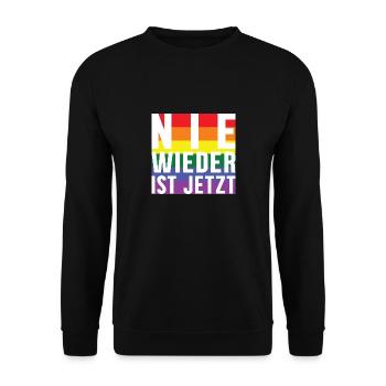 Never again lettering Pride - Unisex Sweatshirt - black - Front - Alina (178cm) & Michal (187cm)