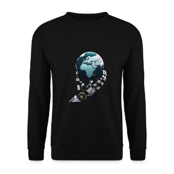 Roboter übernimmt globale Rolle - Unisex Pullover - Schwarz - Vorne - Alina (178cm) & Michal (187cm)