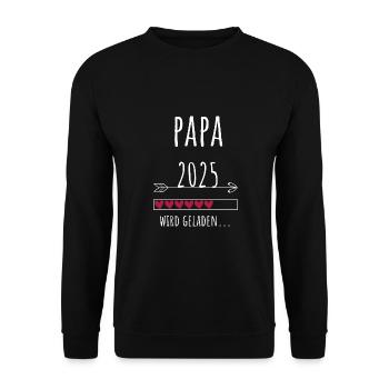werdender Papa 2025 Schwangerschaft Ankündigung - Unisex Pullover - Schwarz - Vorne - Alina (178cm) & Michal (187cm)