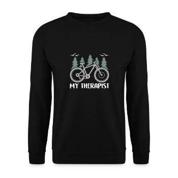 Biking is my therapist, my therapy - Unisex Sweatshirt - black - Front - Alina (178cm) & Michal (187cm)