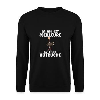 Ostriches Life is better with an Ostrich - Unisex Sweatshirt - black - Front - Alina (178cm) & Michal (187cm)